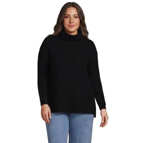 Women's Long Sleeve Waffle Cowl Neck Tunic