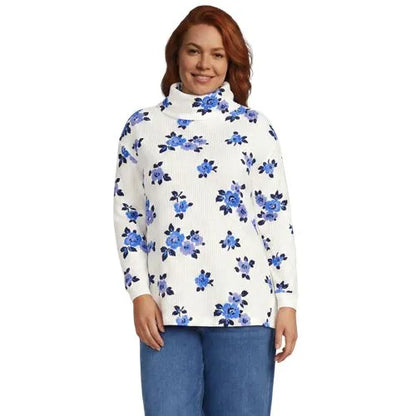 Women's Long Sleeve Waffle Cowl Neck Tunic