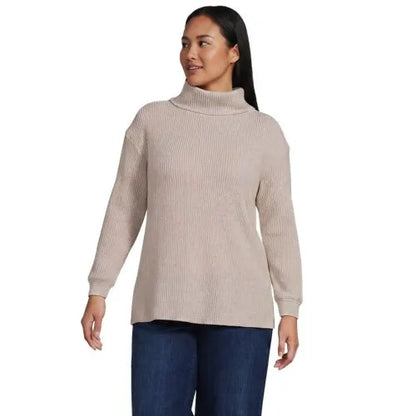 Women's Long Sleeve Waffle Cowl Neck Tunic