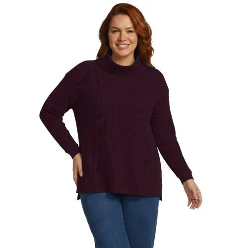 Women's Long Sleeve Waffle Cowl Neck Tunic