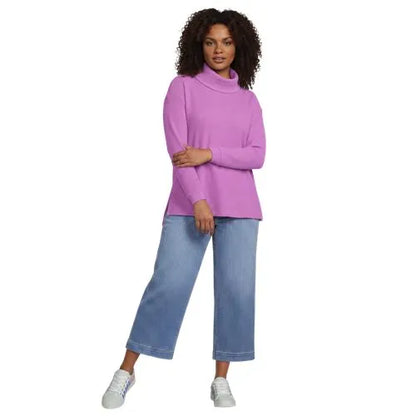 Women's Long Sleeve Waffle Cowl Neck Tunic
