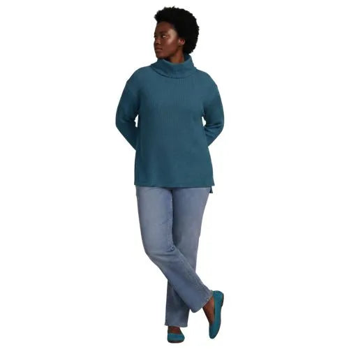 Women's Long Sleeve Waffle Cowl Neck Tunic