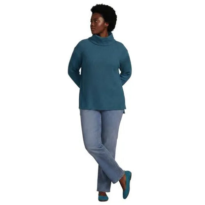 Women's Long Sleeve Waffle Cowl Neck Tunic