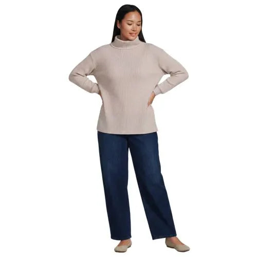 Women's Long Sleeve Waffle Cowl Neck Tunic