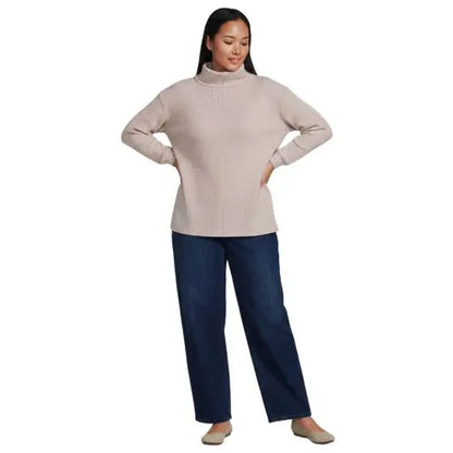 Women's Long Sleeve Waffle Cowl Neck Tunic