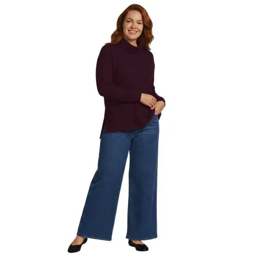 Women's Long Sleeve Waffle Cowl Neck Tunic
