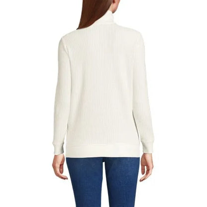 Women's Long Sleeve Waffle Quarter Zip Pullover