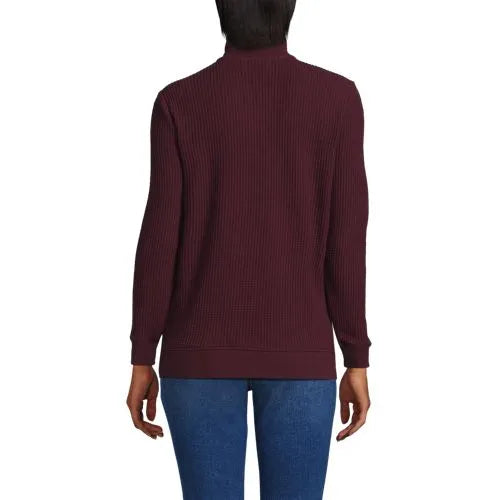 Women's Long Sleeve Waffle Quarter Zip Pullover