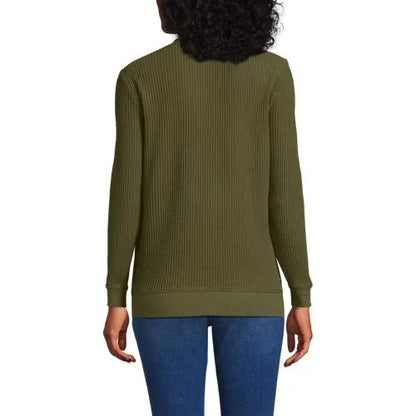 Women's Long Sleeve Waffle Quarter Zip Pullover