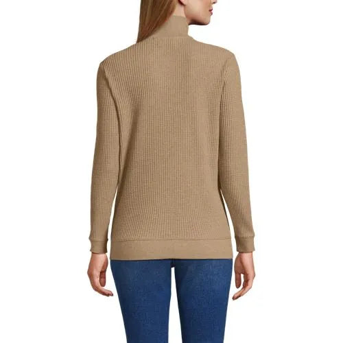 Women's Long Sleeve Waffle Quarter Zip Pullover