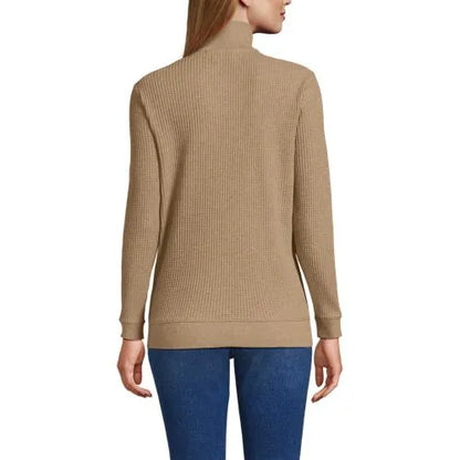 Women's Long Sleeve Waffle Quarter Zip Pullover