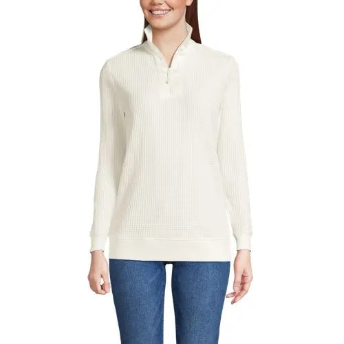 Women's Long Sleeve Waffle Quarter Zip Pullover
