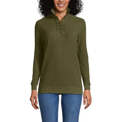 Women's Long Sleeve Waffle Quarter Zip Pullover