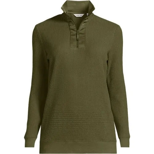 Women's Long Sleeve Waffle Quarter Zip Pullover