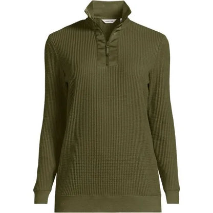 Women's Long Sleeve Waffle Quarter Zip Pullover