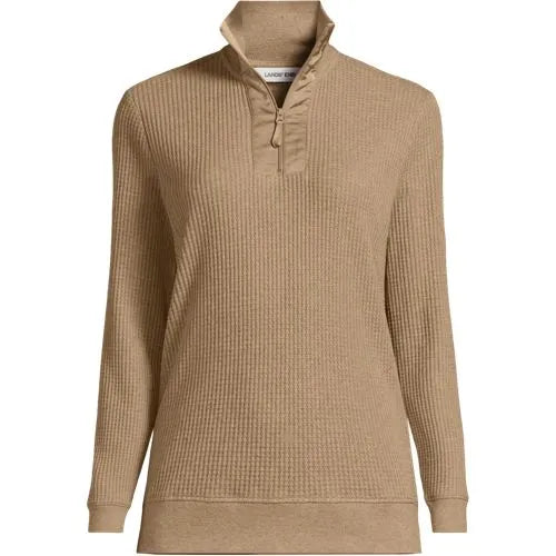 Women's Long Sleeve Waffle Quarter Zip Pullover