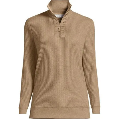 Women's Long Sleeve Waffle Quarter Zip Pullover