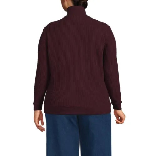 Women's Long Sleeve Waffle Quarter Zip Pullover