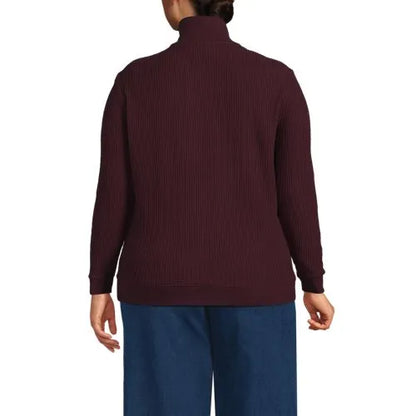 Women's Long Sleeve Waffle Quarter Zip Pullover