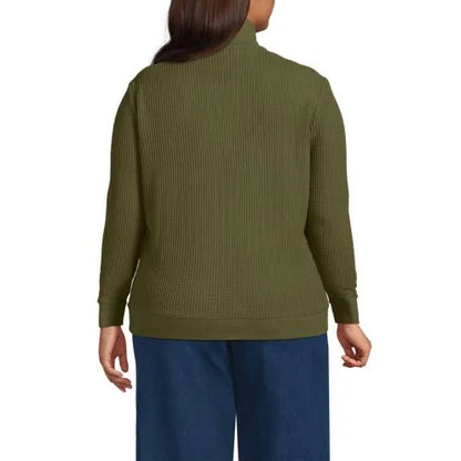 Women's Long Sleeve Waffle Quarter Zip Pullover