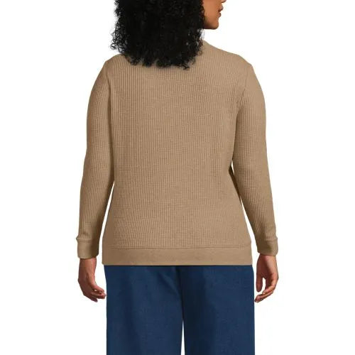 Women's Long Sleeve Waffle Quarter Zip Pullover