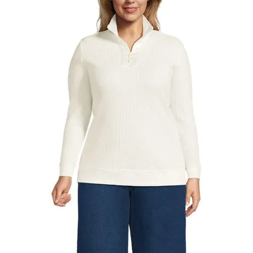 Women's Long Sleeve Waffle Quarter Zip Pullover