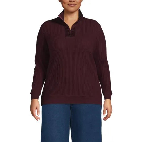 Women's Long Sleeve Waffle Quarter Zip Pullover