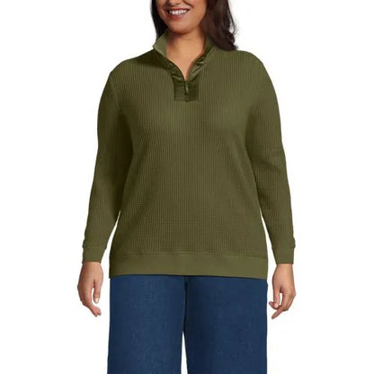 Women's Long Sleeve Waffle Quarter Zip Pullover