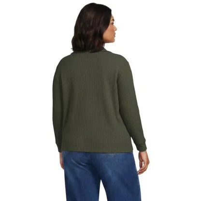 Women's Long Sleeve Waffle Collared Shacket