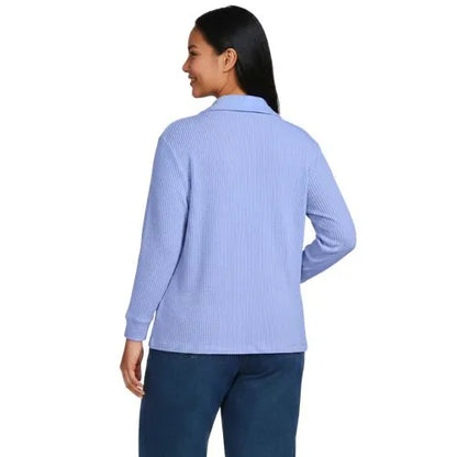 Women's Long Sleeve Waffle Collared Shacket