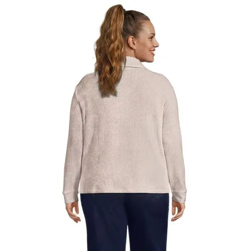 Women's Long Sleeve Waffle Collared Shacket