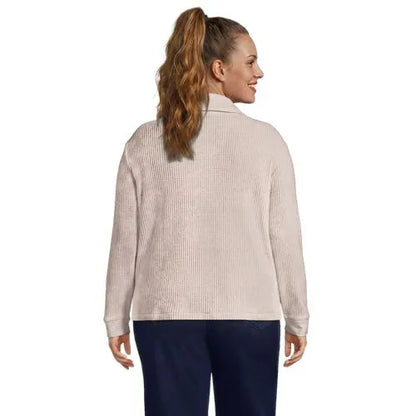 Women's Long Sleeve Waffle Collared Shacket