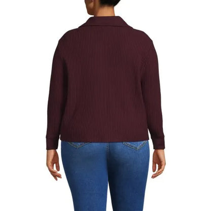 Women's Long Sleeve Waffle Collared Shacket
