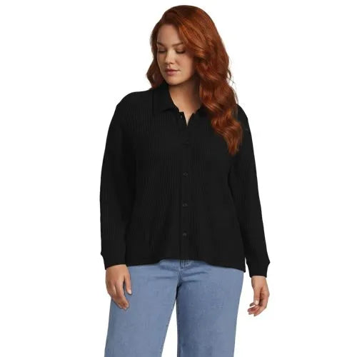 Women's Long Sleeve Waffle Collared Shacket