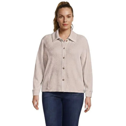 Women's Long Sleeve Waffle Collared Shacket