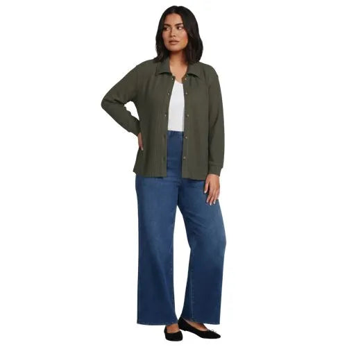 Women's Long Sleeve Waffle Collared Shacket