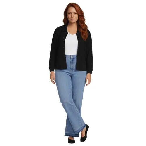 Women's Long Sleeve Waffle Collared Shacket