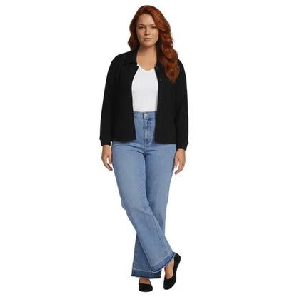 Women's Long Sleeve Waffle Collared Shacket