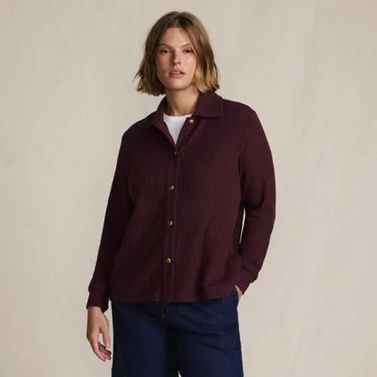 Women's Long Sleeve Waffle Collared Shacket