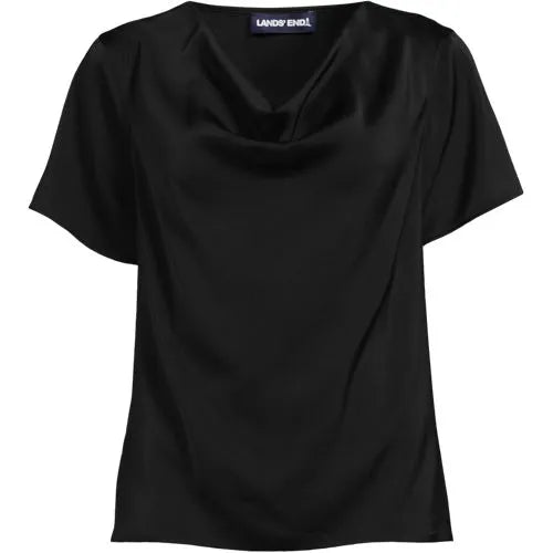 Women's Charmeuse Short Sleeve Cowl Neck Top