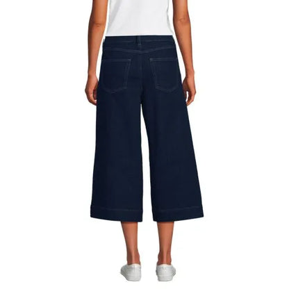 Women's Denim Mid Rise Wide Leg Culotte Jeans