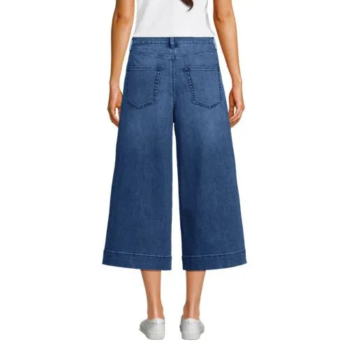 Women's Denim Mid Rise Wide Leg Culotte Jeans