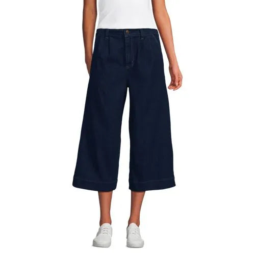 Women's Denim Mid Rise Wide Leg Culotte Jeans