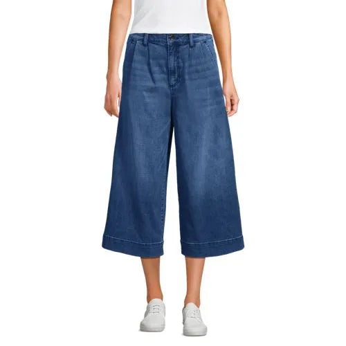 Women's Denim Mid Rise Wide Leg Culotte Jeans