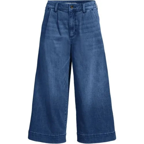 Women's Denim Mid Rise Wide Leg Culotte Jeans