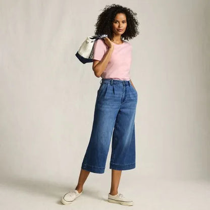 Women's Denim Mid Rise Wide Leg Culotte Jeans