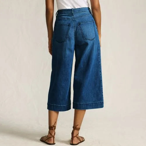 Women's Denim Mid Rise Wide Leg Culotte Jeans