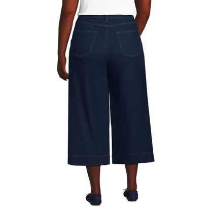 Women's Denim Mid Rise Wide Leg Culotte Jeans