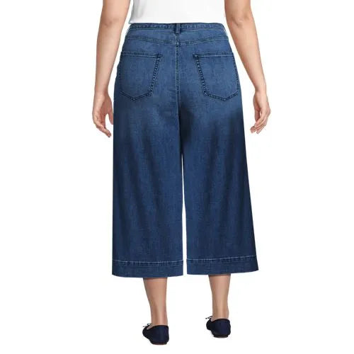 Women's Denim Mid Rise Wide Leg Culotte Jeans