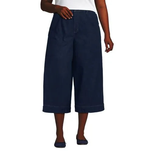 Women's Denim Mid Rise Wide Leg Culotte Jeans